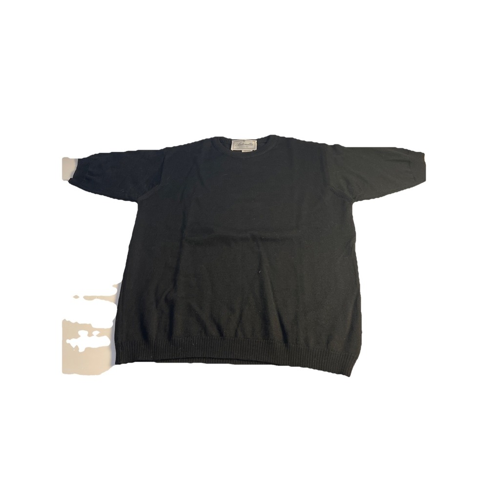 Antonella Vintage Black‎  Short Sleeve Sweater Top Medium Merino Italy 74335